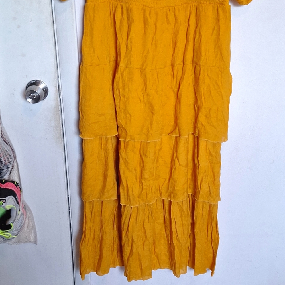Kings Road XL Mustard Summer Ruffle Layered Dress - Picture 11 of 11